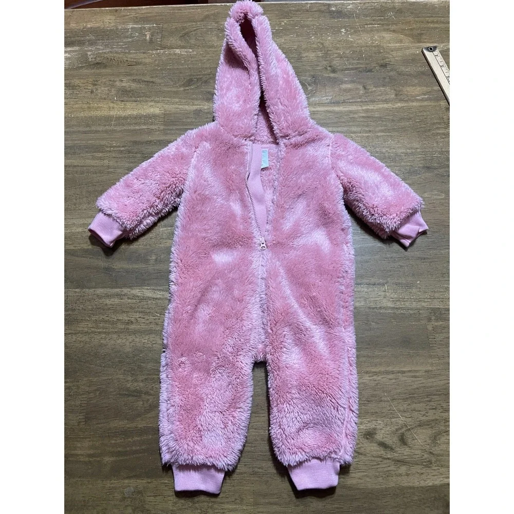 Carter's Snowsuit, Baby Size 3-6M, Pink Full Zip, Fleece Hoodie One Piece Winter